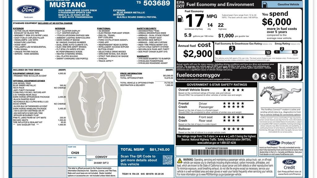 2026 Ford Mustang Dark Horse