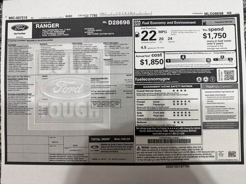 2021 Ford Ranger Lariat
