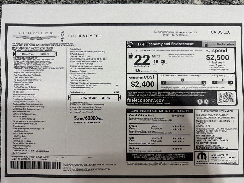 2025 Chrysler Pacifica Limited