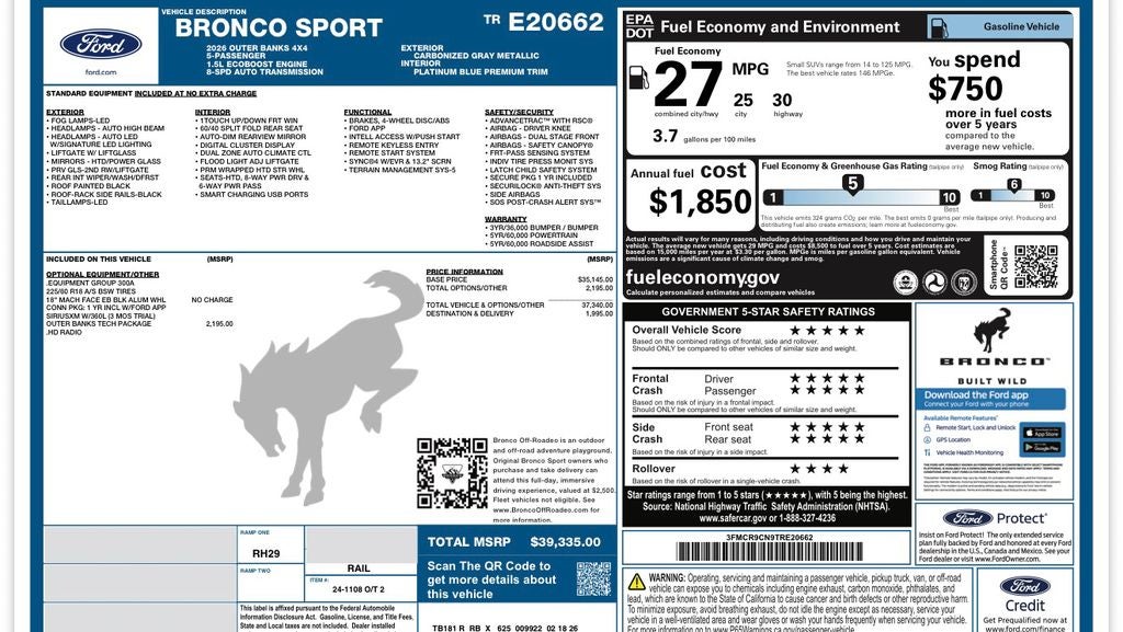 2026 Ford Bronco Sport Outer Banks
