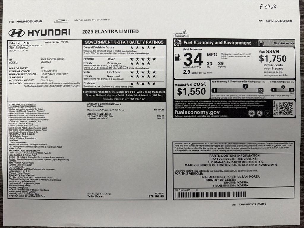 2025 Hyundai Elantra Limited